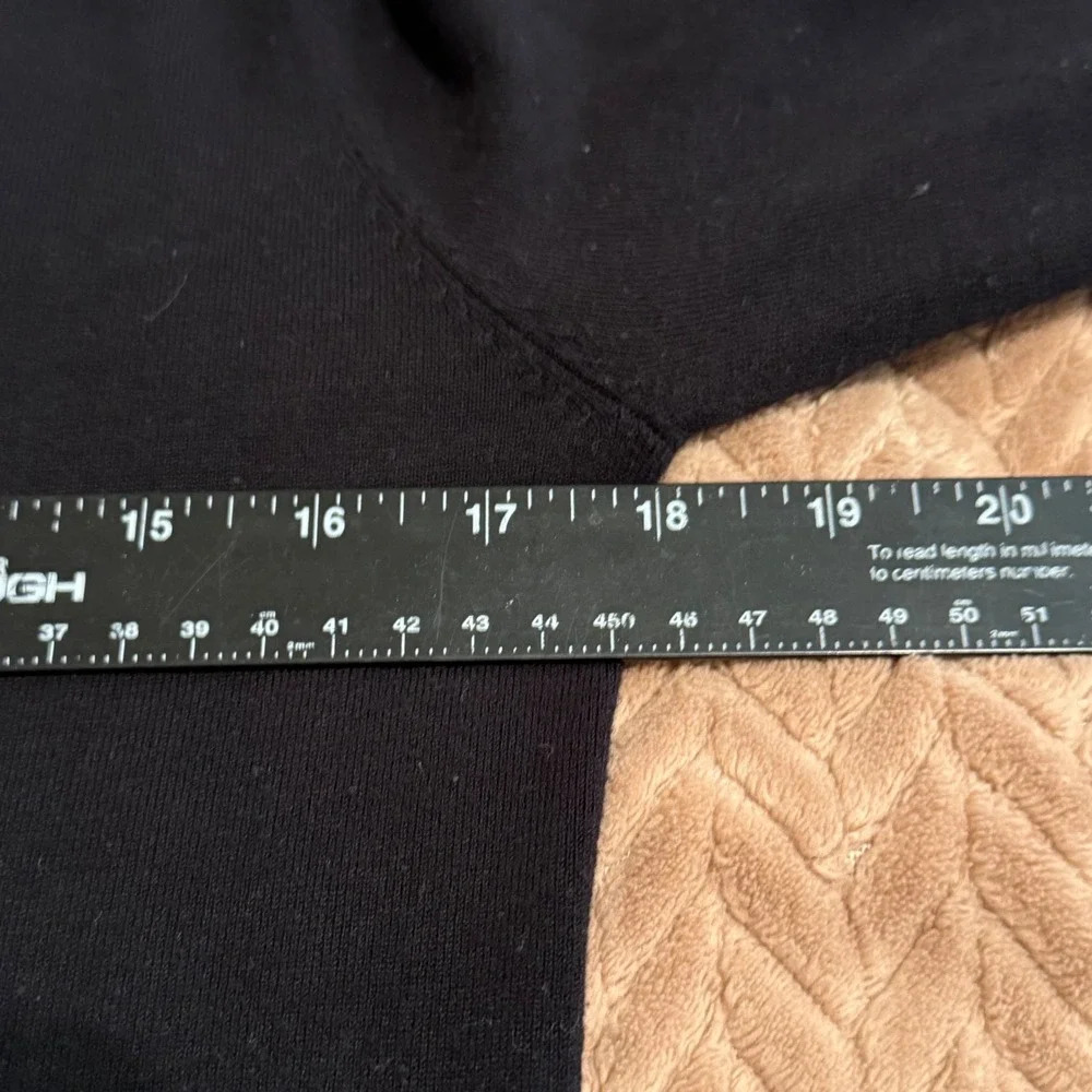 Black Crew Neck Long Sleeve Sweater with Pearl Button Cuffs M Whimsigoth Office